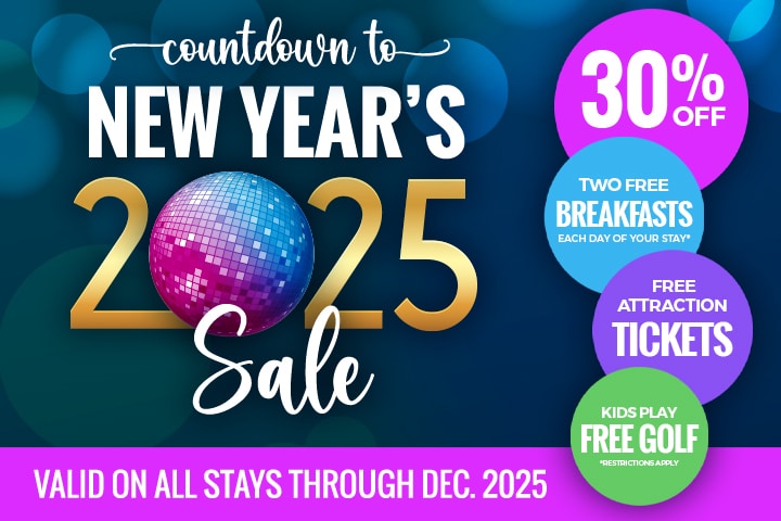 Countdown to New Years Sale - Save 30% and Receive Two Free Breakfasts each day